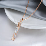 14K Filled Gold Fashion Geometric Hollow AAA Zircon Diamonds Elegant Pendant Necklace