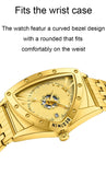 New Arrival Triangle Design Golden Waterproof Stainless Steel Men Sports Quartz Watches - Popular Choice