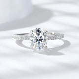 Terrific 3 Carat Oval Cut VVS1 D Colour Moissanite Diamond Silver Engagement Ring
