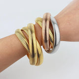 New Gold Colour Snake Chains Spiral Twist Bracelets for Women - Punk Style Fashion Jewellery Ladies Chain Bracelet - The Jewellery Supermarket