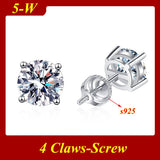 Fabulous 0.5ct-3ct Classic Moissanite Diamonds Silver Unisex Stud Earrings