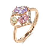 14K Gold Filled Hollow Love Translucent Colored AAA Zircon Crystal Versatile Ring