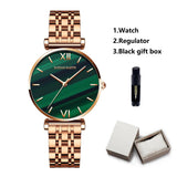 Luxury Elegant Fashion Round Dial Stainless Steel Ladie's Watch Japan Movement Quartz Rose Gold Plated Wristwatches
