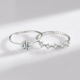 Silver Classic Sparkling AAAA Simulated Diamonds Stackable Wedding Sets -  Engagement Statement Jewellery - The Jewellery Supermarket