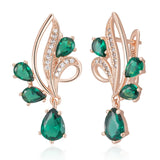 14 Karat Gold Filled Luxury Emerald Green AAA Zircon Diamonds Long Drop Earrings For Women