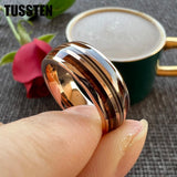 Real Wood Inlay 8MM Rose Gold Colour Guitar String Tungsten Wedding Ring for Men and Women - Fashion Jewellery - The Jewellery Supermarket