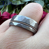 Guitar String Ring Silver Hammer 8MM Men Women Tungsten Carbide Wedding Ring