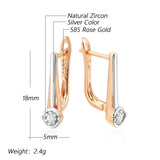 Luxury Slim Design 14 Karat Rolled Gold Mix AAA Zircon Diamonds Earrings