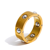 18k Gold Plated New Fashion Stainless Steel Beads Scrollable Elegant Ring