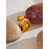 18K Gold Plated New Irregular Stainless Steel Stylish Unique Texture Distinctive Ring