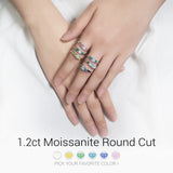 Amazing 1.0ct 4.5mm+2X4.0mm Round Cut D VVS1 Moissanite Diamonds 925 Silver Wedding Engagement Rings for Women