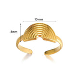 New in Stainless Steel Rings For Women Girls - Butterfly Heart Round 18K Gold Colour Minimalist Cute Oval Rings - The Jewellery Supermarket