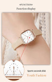 Top Brand Elegant Leather Strap with Rose Gold Plated Ladies Square Watch 3 Bar Waterproof Fashion Gift Watches