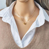 New Stainless Steel Gold Colour Heart Love Chain Necklace Bracelets For Women - New Fashion Non-fading Jewellery Set - The Jewellery Supermarket