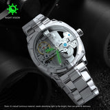 Luxury Square Skeleton Automatic Golden Bridge Dial Carved Movement Mechanical Waterproof Watches - The Jewellery Supermarket