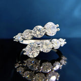 Amazing 3.26 Carat 6 Stone VVS1 D Colour Moissanite Diamonds Silver Engagement Ring