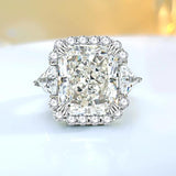 Luxury Radiant Cut Ring Set with High Quality AAAAA High Carbon Diamond Temperament Party Engagement  Jewellery