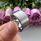 Flat Band And Brushed Finish 10MM 12MM Large Men Black Tungsten Ring Comfort Fit