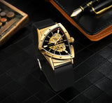 High Quality Watch for Men Triangle Steel Skeleton Mechanical Automatic Movement Waterproof Rubber strap Watches