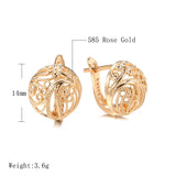14K Gold Filled Vintage Spherical Hollow Fashion Texture Geometric Elegant Earrings
