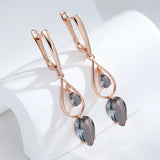 14K Gold Filled Transparent AAA Grey Zircon Crystal Long Drop Earrings Special Jewellery