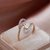 Amazing Filled 14K Rose Gold Wave Design Micro-wax Inlay AAA Zircon Diamonds Fashion Rings - Fine Jewellery