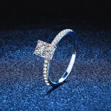 1 Carat VVS1 D Colour Emerald Radiant Cut Moissanite Diamond Silver 18KWGP Ring