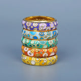 Selection of Bright Handmade Enamel 925 Silver Colorful Classic Rings