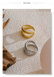18K Gold Plated Stainless Steel Metal Double Layer Geometric Cast High Quality Ring
