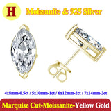 Luxury 0.5-3 Carats Cushion Marquise Oval Moissanite Diamonds Silver Stud Earrings