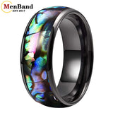 Multicolor Abalone Shell Inlay Domed Polished 4/6/8MM Men Women Tungsten Rings