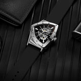 High Quality Watch for Men Triangle Steel Skeleton Mechanical Automatic Movement Waterproof Rubber strap Watches