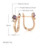 Amazing Glossy Geometric Purple Rolled Rose Gold of 14-Karat Purity AAA Zircon Crystals Drop Earrings