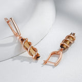 14K Gold Filled Fashion Light Brown AAA Zircon Crystals Unique Square Drop Earrings