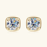 Sparkling 6.5MM 1CT Moissanite Diamonds Silver Square Shape Unisex Stud Earrings