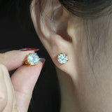 Fabulous Moissanite Diamonds 925 Silver 18K Plated Stud Earrings for Men Women