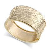 New Gold Colour Embossed Round Shape Wide Statement Bangle Cuff Bracelet for Women - Fashion Jewellery