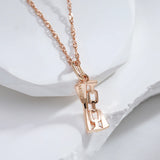 14K Rolled Gold Fashion Hollow Chain Inlay AAA Zircon Diamonds Geometric Pendant Necklace