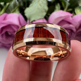 New Tungsten Wood Inlay Beveled Egdes Flat Polished Finish Fashion Wedding Rings For Men Women - The Jewellery Supermarket