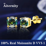 S925 Silver Platinum And Gold Plating Moissanite Stud Earrings Women Fine Jewellery