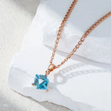 14K Gold Filled Cube AAA Blue Zircon Women's Luxury Long Fashion Pendant And Necklace