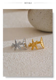 18K Gold Plated Ocean Style Stainless Steel Metal Shell Starfish Adjustable Summer Charm Ring