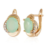 Excellent Trendy Green 14K Filled Rose Gold AAA Zircon Crystals Earrings For Women - Cute Daily Fine Jewellery