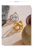 18K Gold Plated Trendy Stainless Steel Geometric Hollow Unusual Distinctive Polished Ring