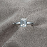 Solitaire Emerald Cut VVS1 D Colour 1.0ct Moissanite Sterling Silver Engagement Ring