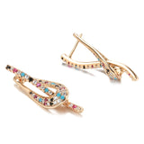 14 Karat Rolled Gold Full Colourful AAA Zircon Crystals  Glossy Dangle Earrings for Women