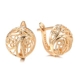 14K Gold Filled Vintage Spherical Hollow Fashion Texture Geometric Elegant Earrings