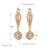 14K Gold Filled AAA Zircon Diamonds Hearts & Arrows Stone  Metal Flower Drop Earrings