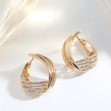 14K Gold Filled Trendy Twist Large Hoops Multilayer AAA Zircon Diamonds Earrings