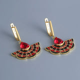 AAA Red Zircon Crystals Handmade Enamel Charm Delicate Beautiful Earrings